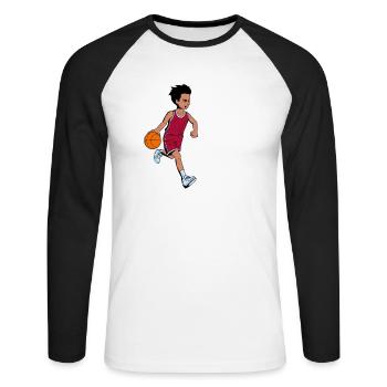 Boy plays basketball - I'm 6 - Unisex Long Sleeve Baseball T-Shirt - white/black - Front - Nik (191cm)