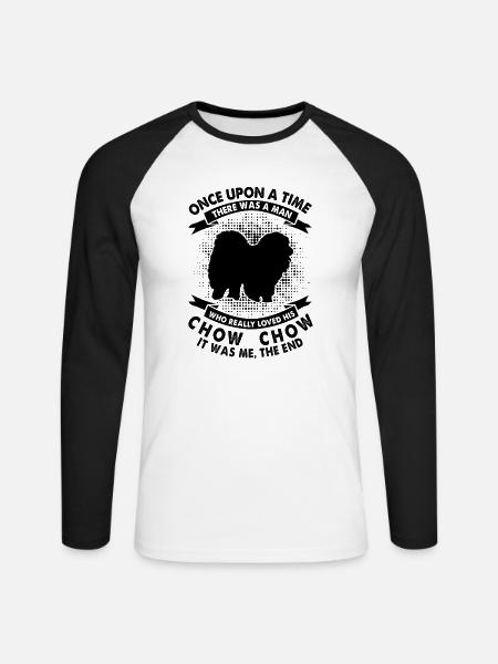 Es War Einmal - Chow-Chow - Unisex Baseballshirt langarm - Weiß/Schwarz