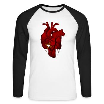 BRKN Broken Heart Anatomical - Unisex Baseballshirt langarm - Weiß/Schwarz - Vorne - Nik (191cm)