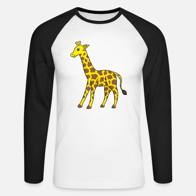 Giraffe Tiere Comic Kinder Geschenkidee - Unisex Baseballshirt langarm - Weiß/Schwarz