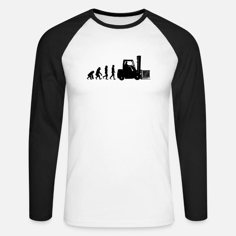 Evolution eines Staplerfahrer - Unisex Baseballshirt langarm - Weiß/Schwarz