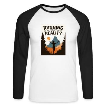 Marathon, Trail Running, Runner - Unisex Long Sleeve Baseball T-Shirt - white/black - Front - Nik (191cm)