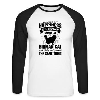 Peut acheter un chat birman - T-shirt baseball manches longues Homme - blanc/noir - Devant - Nik (191cm)