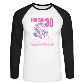 30 Jahre idee mich alt zu nennen 30 Geburtstag - Unisex Baseballshirt langarm - Weiß/Schwarz - Vorne - Nik (191cm)