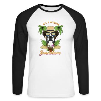 It Is 5 OClock Somewhere Drinking Boxer - Unisex Long Sleeve Baseball T-Shirt - white/black - Front - Nik (191cm)