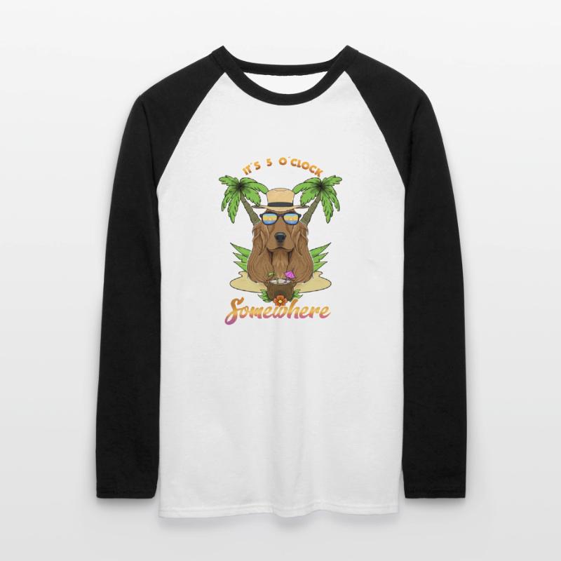 It Is 5 OClock Somewhere Drinking Cocker Spaniel Unisex Baseballshirt langarm