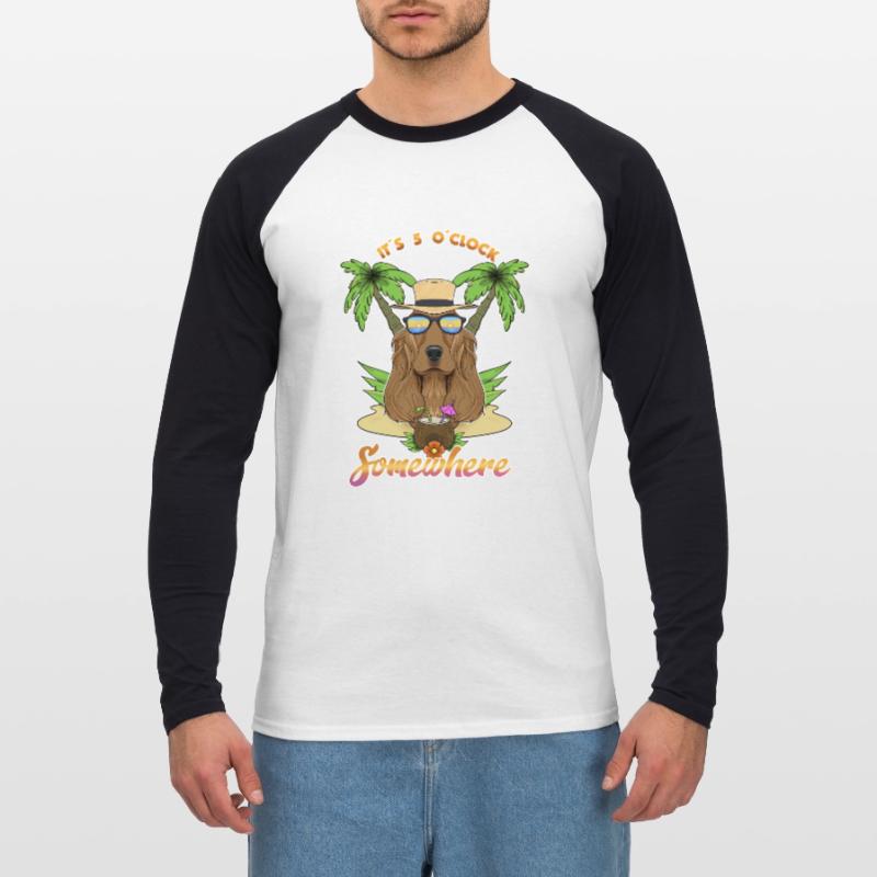 It Is 5 OClock Somewhere Drinking Cocker Spaniel Unisex Baseballshirt langarm