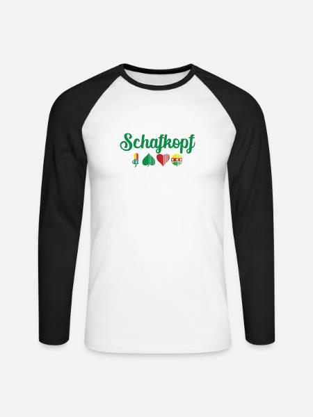 Schafkopf Farben vom deutschen Blatt Spielkarten - Unisex Baseballshirt langarm - Weiß/Schwarz