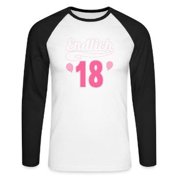 Endlich 18 aber Eltern leben bei mir 18 Geburtstag - Unisex Baseballshirt langarm - Weiß/Schwarz - Vorne - Nik (191cm)