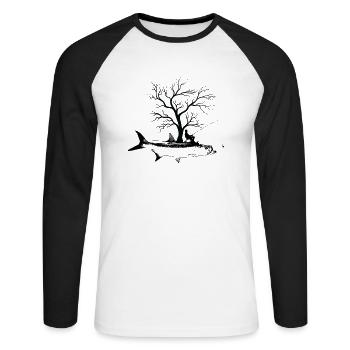 Graphic Tree - Fish Tarpon - Unisex Long Sleeve Baseball T-Shirt - white/black - Front - Nik (191cm)