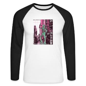 Asian City Jump Shoes Fitness - T-shirt baseball manches longues Homme - blanc/noir - Devant - Nik (191cm)