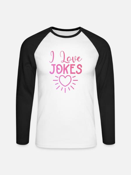 Ich liebe Witze - Unisex Baseballshirt langarm - Weiß/Schwarz