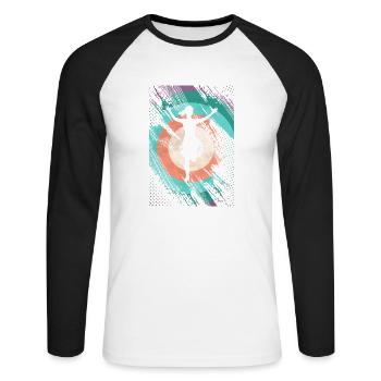 Retro Jump Shoes Fitness - Unisex Baseballshirt langarm - Weiß/Schwarz - Vorne - Nik (191cm)