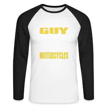 This Guy Loves Motorcycles Retro Funny Rider - Unisex Baseballshirt langarm - Weiß/Schwarz - Vorne - Nik (191cm)