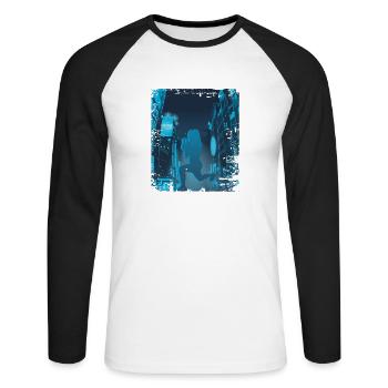Asiatische Stadt HIIT - Unisex Baseballshirt langarm - Weiß/Schwarz - Vorne - Nik (191cm)