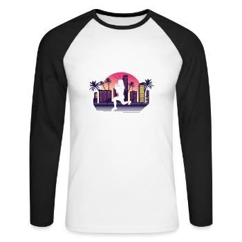 Kalifornien Palmen HIIT - Unisex Baseballshirt langarm - Weiß/Schwarz - Vorne - Nik (191cm)