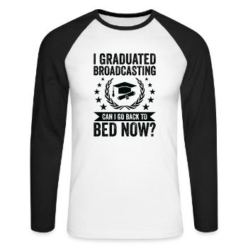 I have finished broadcasting - Unisex Long Sleeve Baseball T-Shirt - white/black - Front - Nik (191cm)