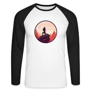 HIIT Fitness Woman - Unisex Long Sleeve Baseball T-Shirt - white/black - Front - Nik (191cm)