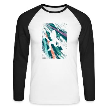 Retro HIIT - Unisex Long Sleeve Baseball T-Shirt - white/black - Front - Nik (191cm)