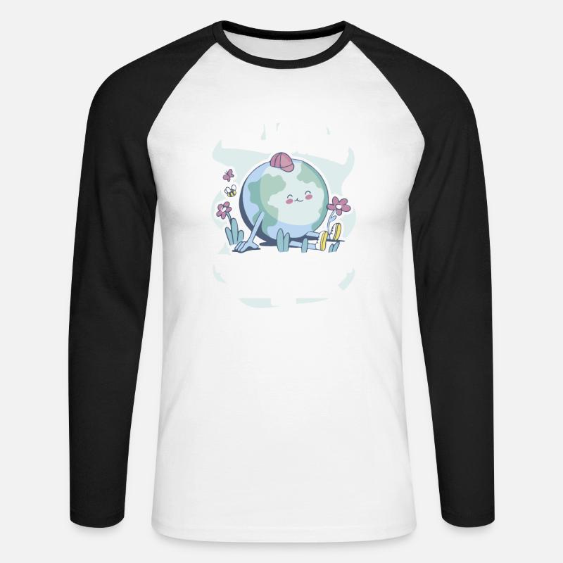 Planet Erde Geschenk Kinder - Unisex Baseballshirt langarm - Weiß/Schwarz