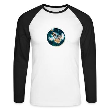 Tasse à café avec des rochers et la mer - café spécial - T-shirt baseball manches longues Homme - blanc/noir - Devant - Nik (191cm)