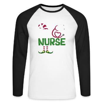 Funny Matching Familie Pyjama Gruppe Weihnachten - Unisex Baseballshirt langarm - Weiß/Schwarz - Vorne - Nik (191cm)