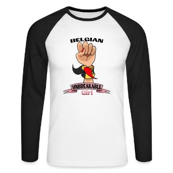 Belgian Girl Unbreakable I Belgian Heritage I - Unisex Long Sleeve Baseball T-Shirt - white/black - Front - Nik (191cm)