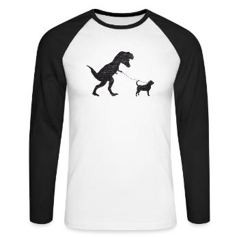 Vintage T-Rex - Unisex Long Sleeve Baseball T-Shirt - white/black - Front - Nik (191cm)