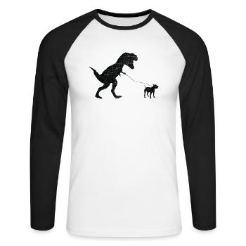 Vintage T-Rex - Unisex Long Sleeve Baseball T-Shirt - white/black - Front - Nik (191cm)