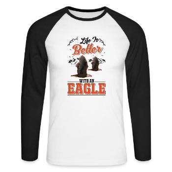 Life is better with an Eagle Golden Eagle Eagle - Unisex Long Sleeve Baseball T-Shirt - white/black - Front - Nik (191cm)