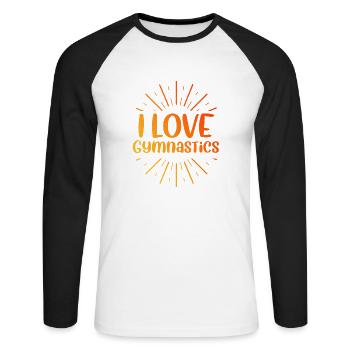 J’adore la gymnastique - T-shirt baseball manches longues Homme - blanc/noir - Devant - Nik (191cm)