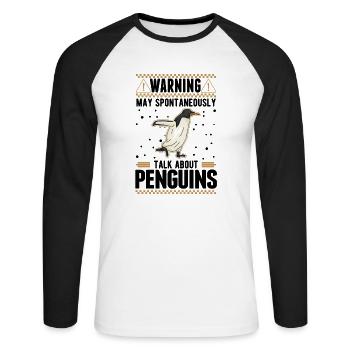 Peut parler spontanément des pingouins - T-shirt baseball manches longues Homme - blanc/noir - Devant - Nik (191cm)
