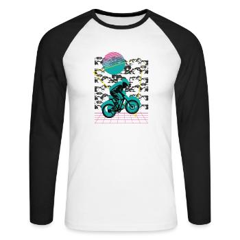 Vaporwave Downhill - Unisex Long Sleeve Baseball T-Shirt - white/black - Front - Nik (191cm)