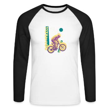 Vaporwave Downhill - Unisex Long Sleeve Baseball T-Shirt - white/black - Front - Nik (191cm)