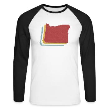 USA State - Vintage Map Oregon - Unisex Long Sleeve Baseball T-Shirt - white/black - Front - Nik (191cm)