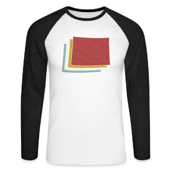 USA State - Vintage Map Colorado - Unisex Baseballshirt langarm - Weiß/Schwarz - Vorne - Nik (191cm)