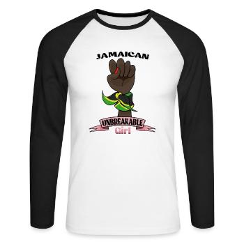 Fille jamaïcaine incassable I Héritage jamaïcain I - T-shirt baseball manches longues Homme - blanc/noir - Devant - Nik (191cm)