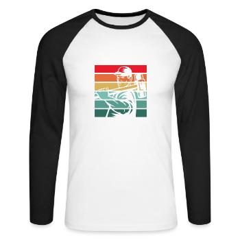 Ich Trinke Bier und Zerstöre Häuser für Abriss - Unisex Baseballshirt langarm - Weiß/Schwarz - Vorne - Nik (191cm)