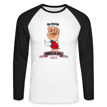 Slovak Girl Unbreakable I Slovak Heritage I - Unisex Long Sleeve Baseball T-Shirt - white/black - Front - Nik (191cm)