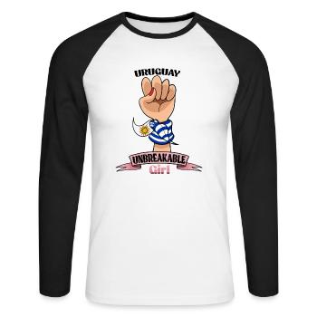 Uruguay Girl Unbreakable I Uruguay Héritage I - T-shirt baseball manches longues Homme - blanc/noir - Devant - Nik (191cm)