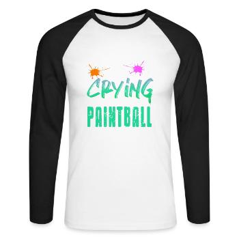 There Is No Crying In Paintball Retro Funny Baller - Unisex Long Sleeve Baseball T-Shirt - white/black - Front - Nik (191cm)