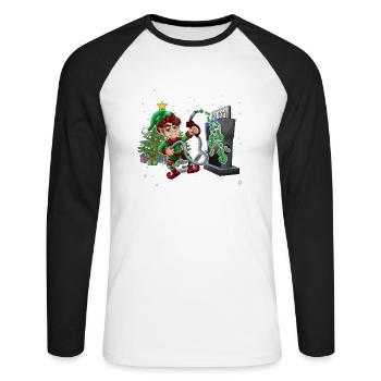 Cuet Elf Noël Ce que l’Elfe - T-shirt baseball manches longues Homme - blanc/noir - Devant - Nik (191cm)