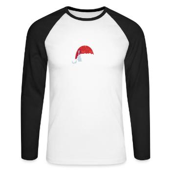 Skelett Weihnachtsmann Mütze Rock And Roll Hand - Unisex Baseballshirt langarm - Weiß/Schwarz - Vorne - Nik (191cm)