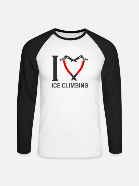 Ich Liebe Eisklettern Eiskletterer Eispickel - Unisex Baseballshirt langarm - Weiß/Schwarz