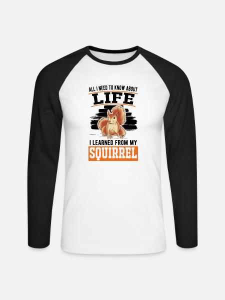 Eichhörnchen Geschenk Grauhörnchen Squirrel - Unisex Baseballshirt langarm - Weiß/Schwarz