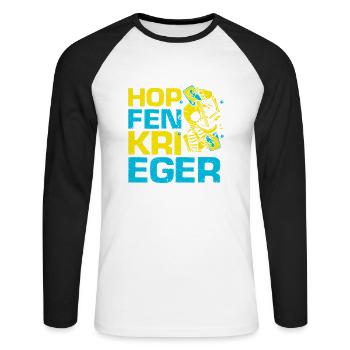 Hopfenkrieger Saufen Lustiges Bier Liebhaber Biert - Unisex Baseballshirt langarm - Weiß/Schwarz - Vorne - Nik (191cm)