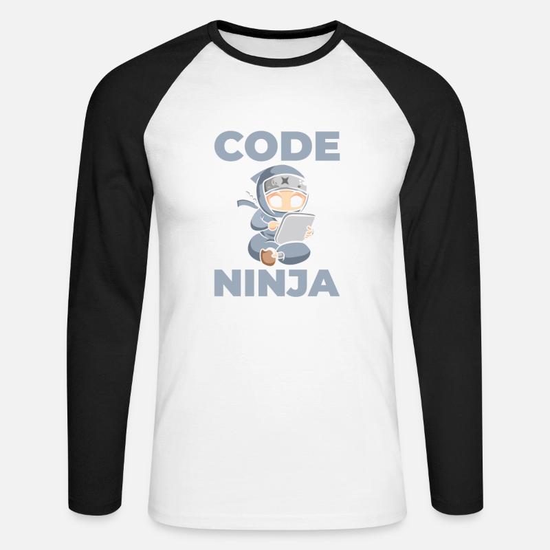 Code Ninja Für Computerfans - Unisex Baseballshirt langarm - Weiß/Schwarz