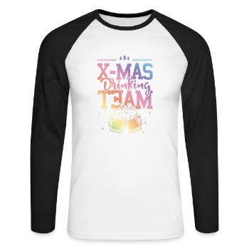 Équipe de consommation de Noël - T-shirt baseball manches longues Homme - blanc/noir - Devant - Nik (191cm)
