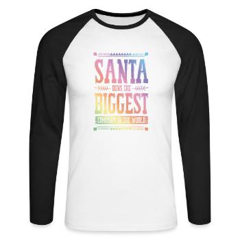 Noël du Père Noël - T-shirt baseball manches longues Homme - blanc/noir - Devant - Nik (191cm)