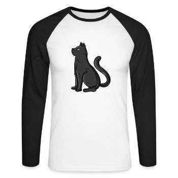 Chat noir - T-shirt baseball manches longues Homme - blanc/noir - Devant - Nik (191cm)